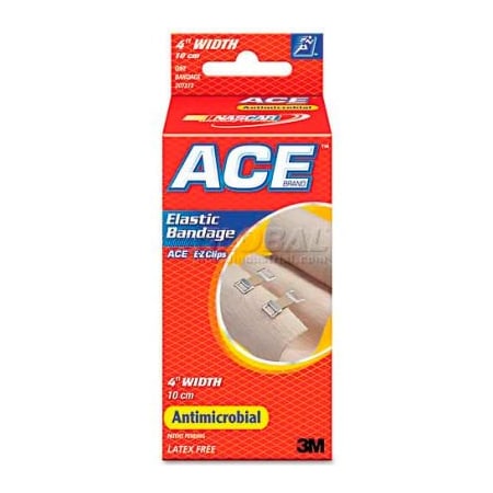 3M ACE 207313 Elastic Bandage with E-Z Clips, 4" 207313